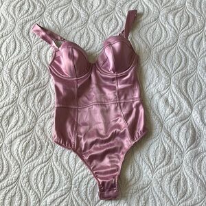 VICTORIA’S SECRET Satin Pink Mauve Bodysuit Lingerie